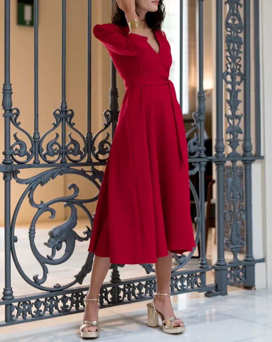 Larios Red Midi Dress