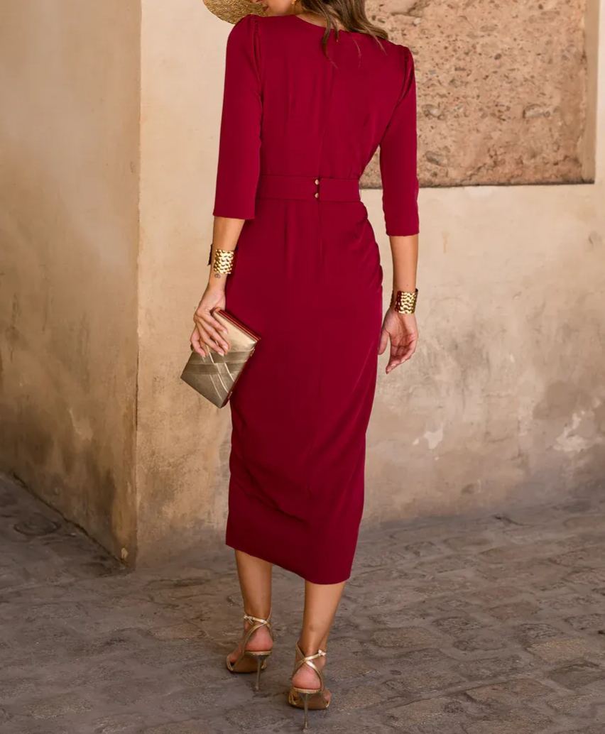 Petunia Burgundy Midi Dress