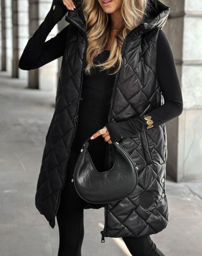 Five Minutes Late Burgundy Quilted Long Vest