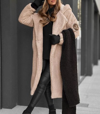 Hooded Long Teddy Fleece Jacket