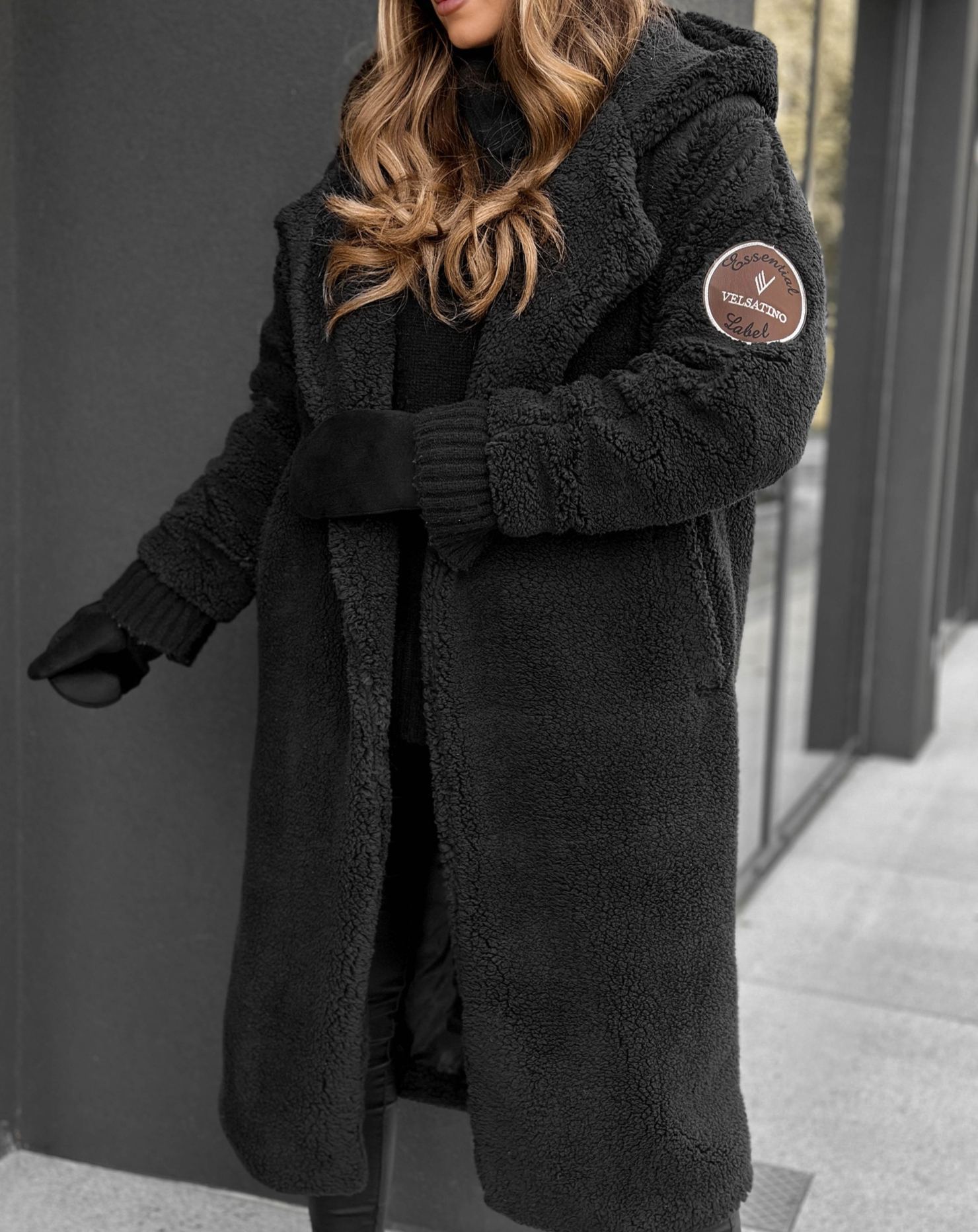 Hooded Long Teddy Fleece Jacket