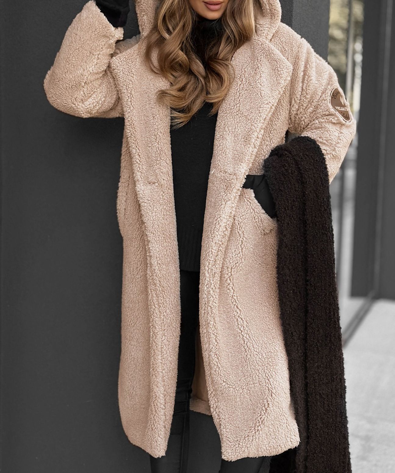 Hooded Long Teddy Fleece Jacket