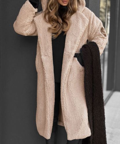 Hooded Long Teddy Fleece Jacket