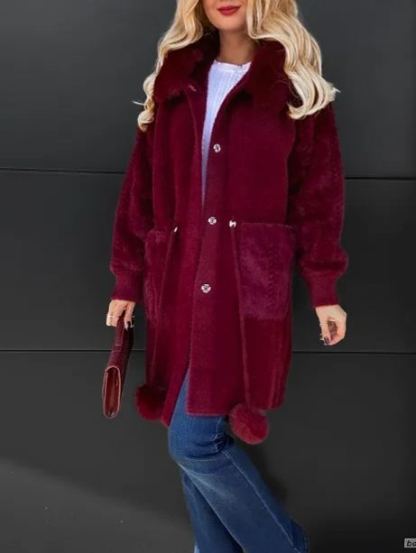 Wool and alpaca hooded coat with frayed edges