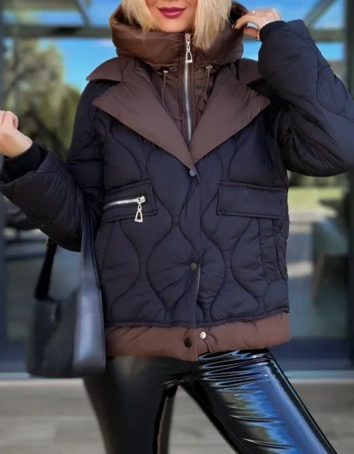 Double-breasted jacket Black/Chocolate