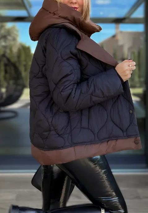 Double-breasted jacket Black/Chocolate