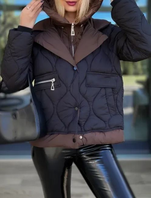 Double-breasted jacket Black/Chocolate