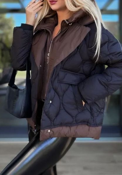 Double-breasted jacket Black/Chocolate