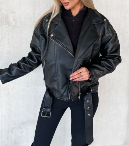 Cortina Black Fur Biker Jacket