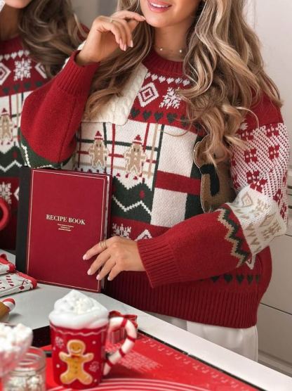 Christmas Bear Decorated Festive Jacquard Sweater