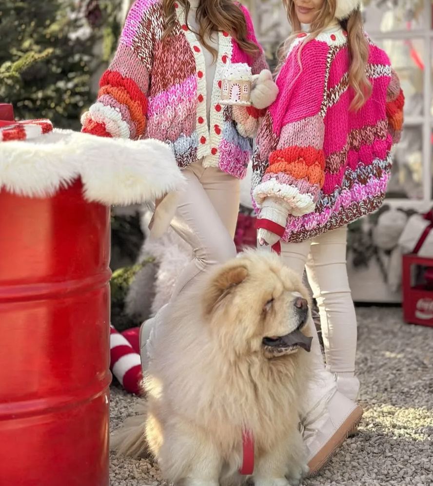 Color-Blocked Chunky Knit Cardigan