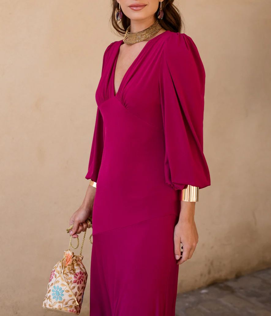 Pink asymmetrical ruffle midi dress