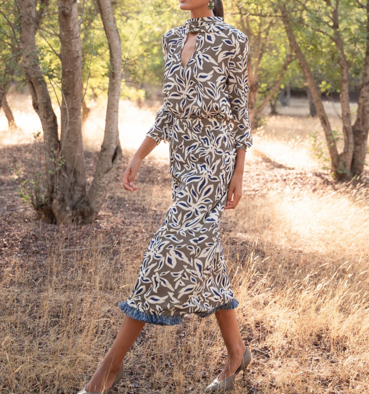 Nuits Green Chiffon Dress