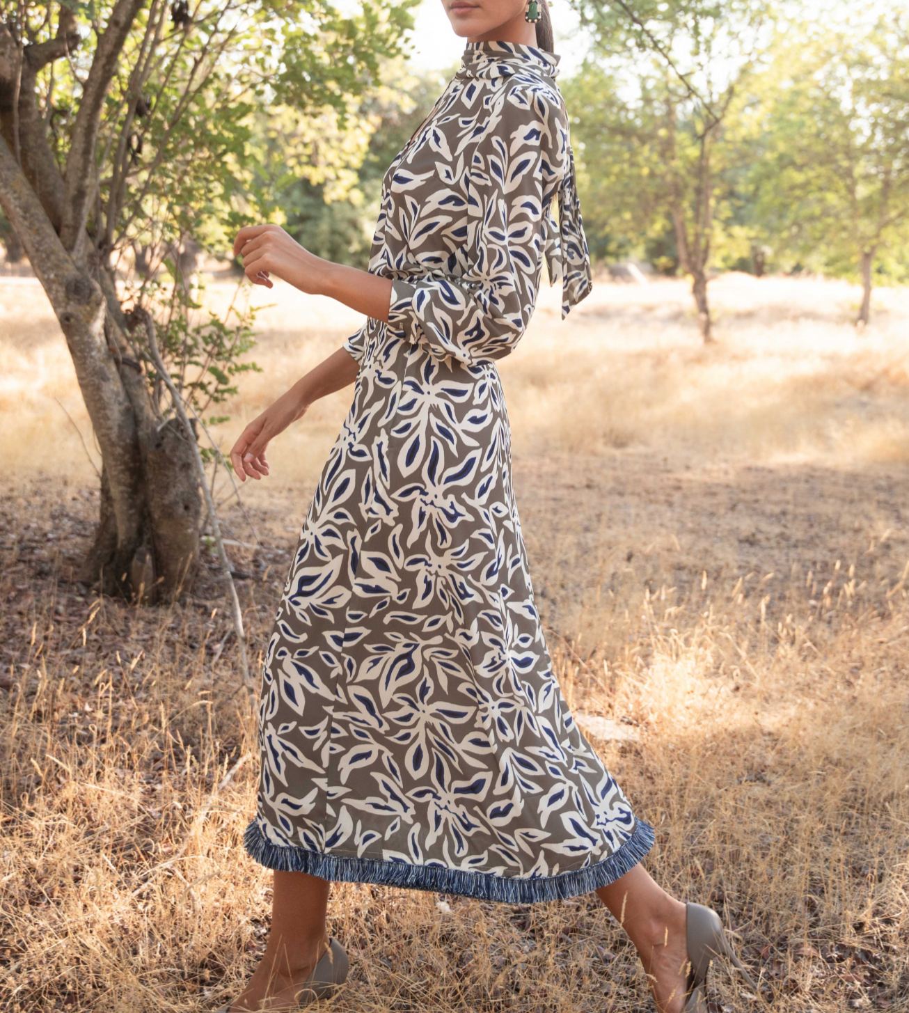 Nuits Green Chiffon Dress