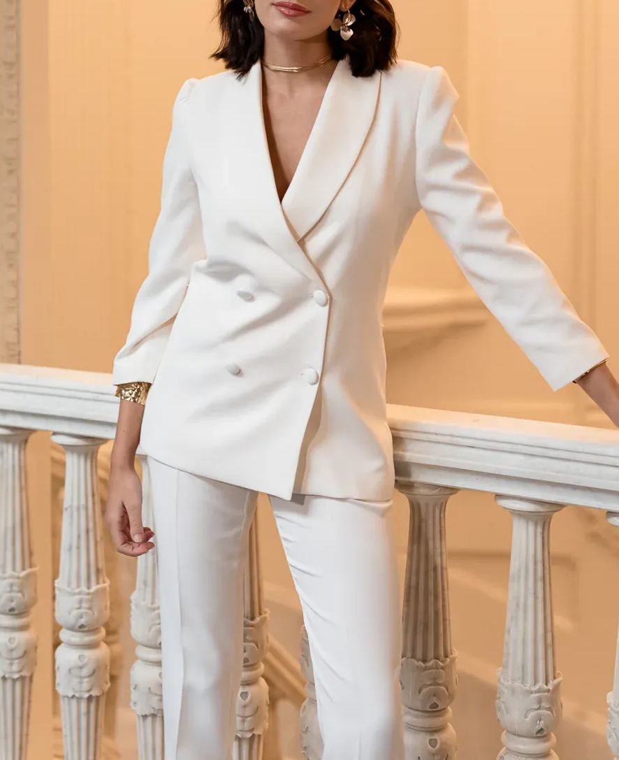 Celine White Belted Suit