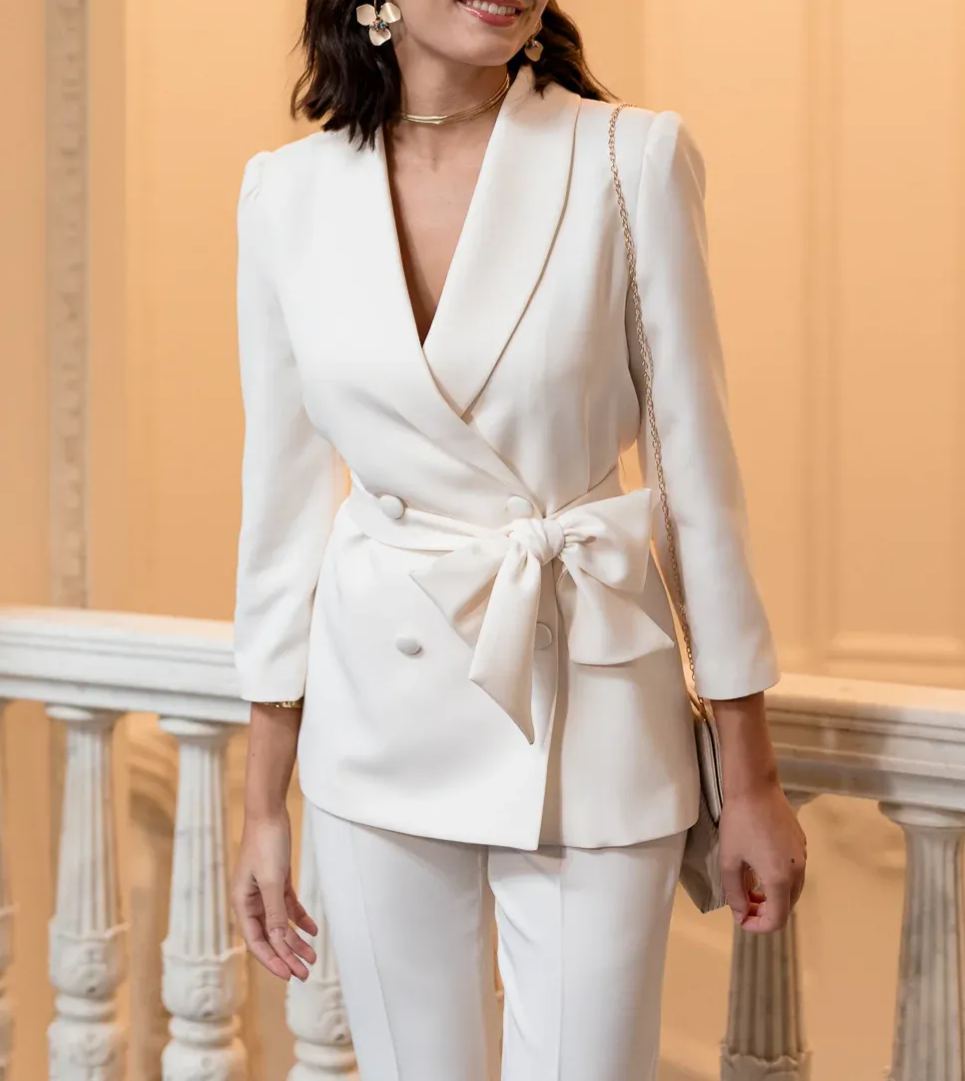 Celine White Belted Suit
