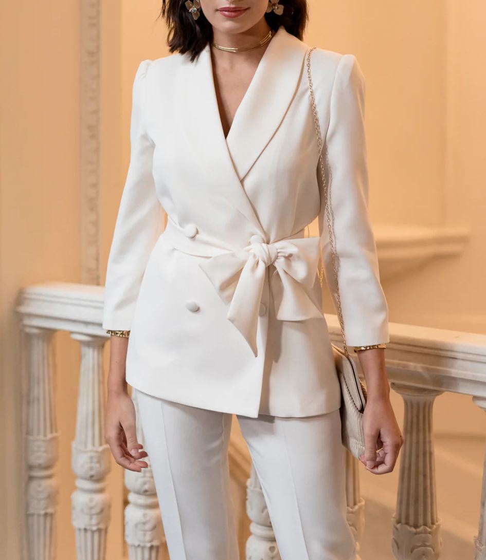 Celine White Belted Suit