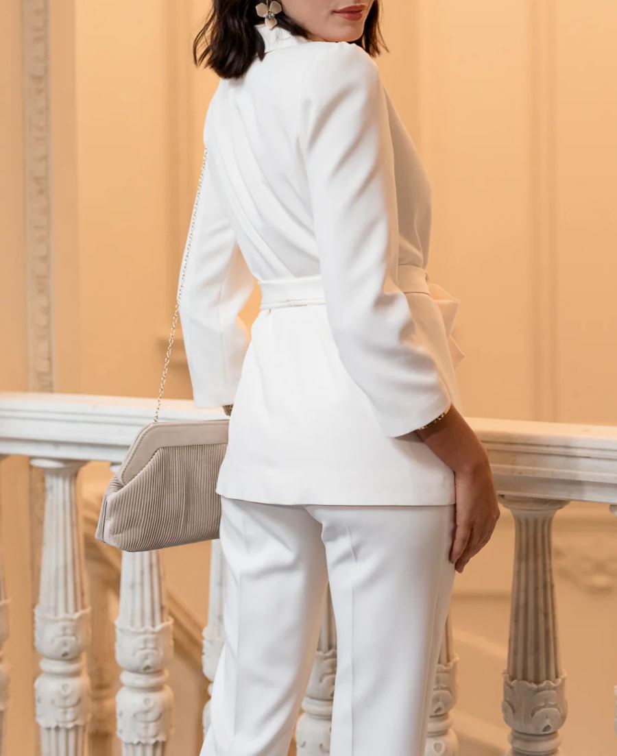 Celine White Belted Suit