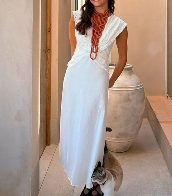 Dress with Textured Trim