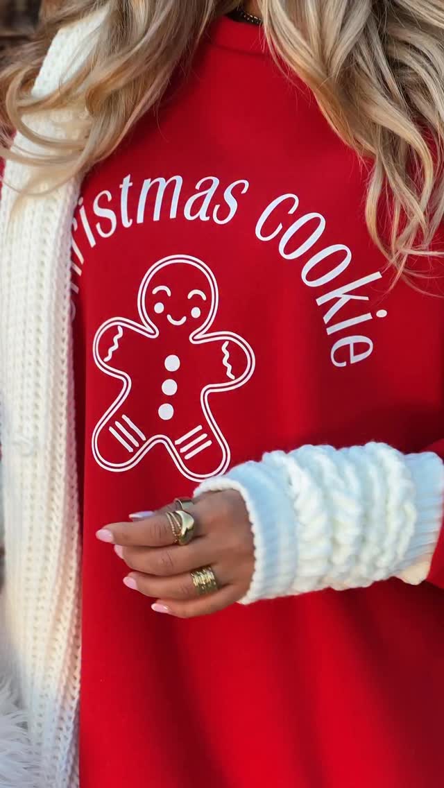Christmas Red Gingerbread Man Loose Sweatshirt