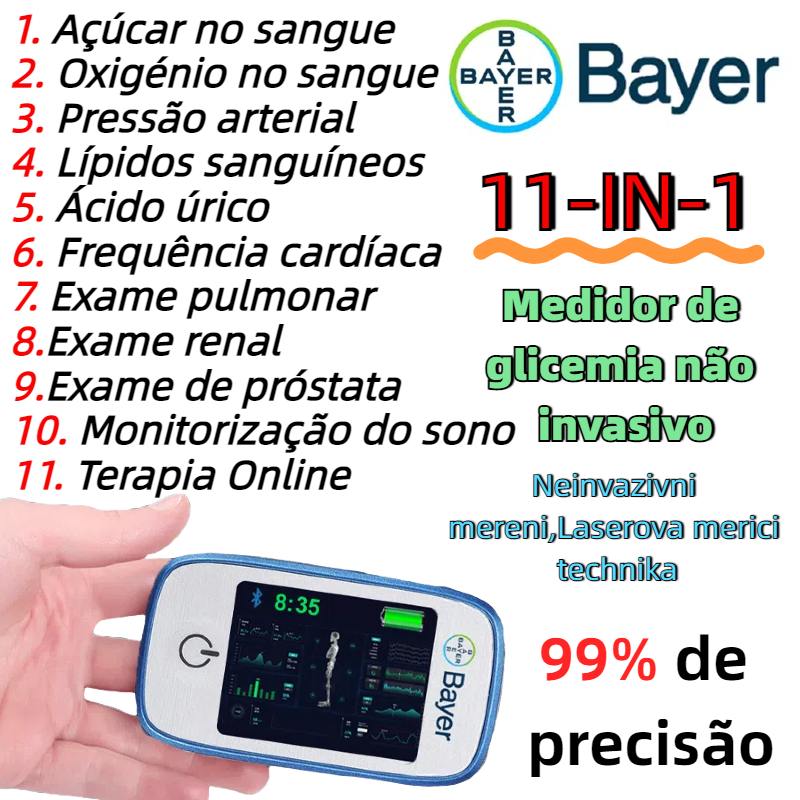 【11 v 1】 Medidor de glicemia multifuncional não invasivo Bayer