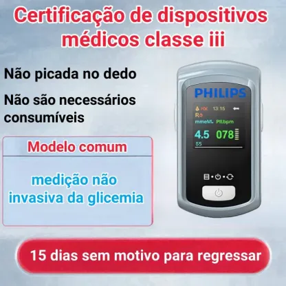 🌟 Medidor de glicose não invasivo sem agulha Philips – monitorização de glicose simples e indolor 💉✨