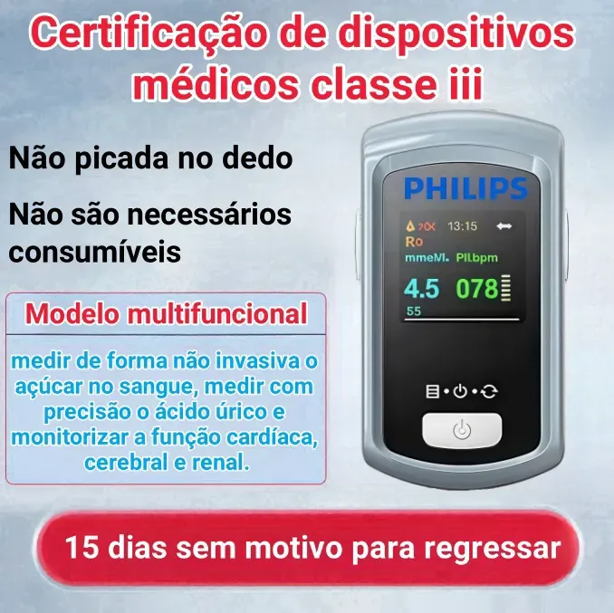 🌟 Medidor de glicose não invasivo sem agulha Philips – monitorização de glicose simples e indolor 💉✨