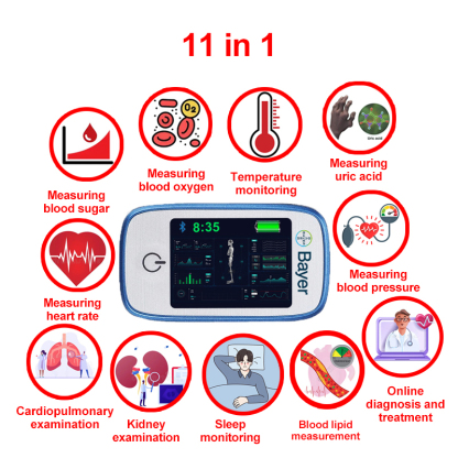 【11 v 1】 neinvazivní multifunkční glukometr Bayer