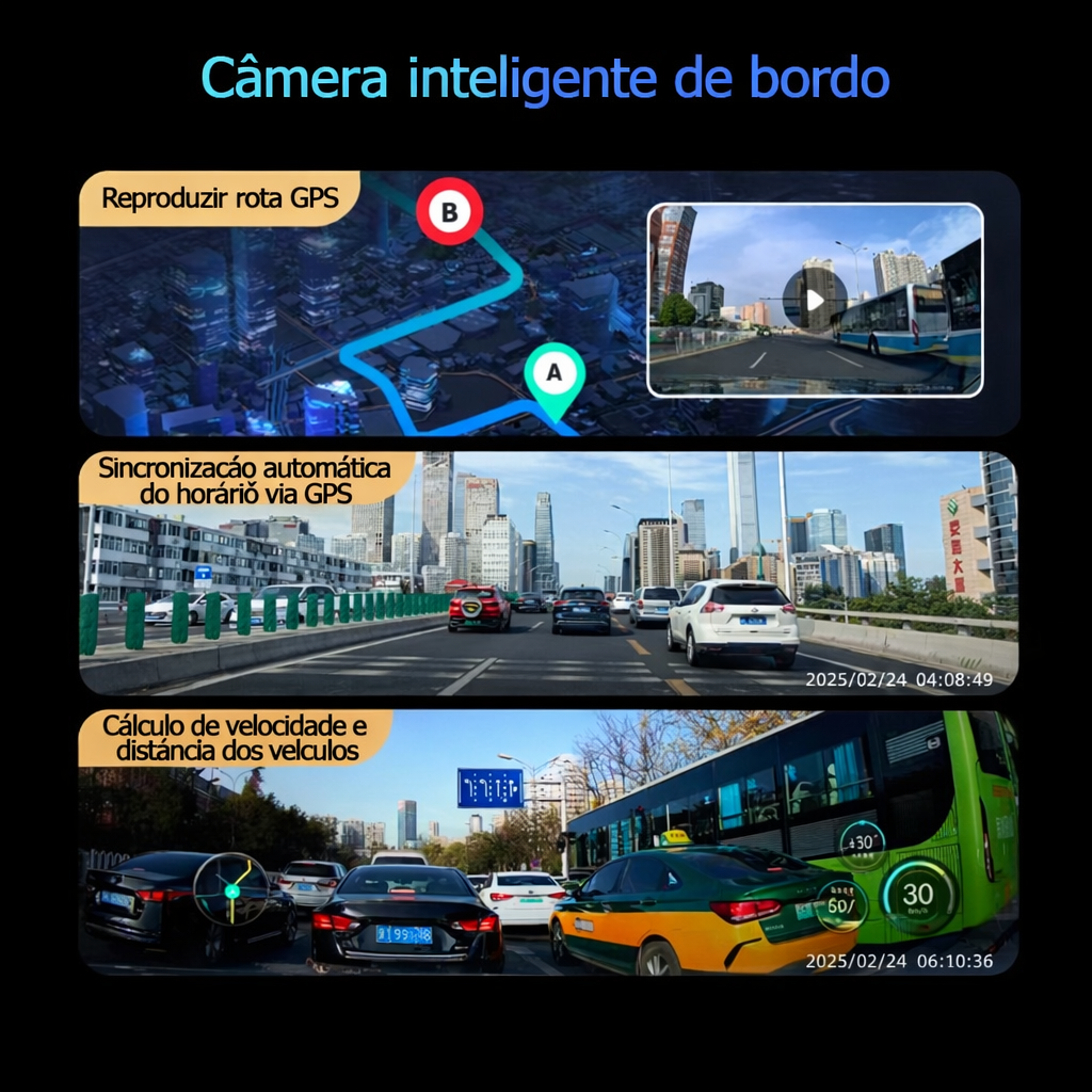 A câmara inteligente para veículos Garmin G980 possui inteligência artificial e controlo por voz, além de estar equipada com quatro câmaras que suportam gravação panorâmica de 360°, visão noturna em ultra-alta definição 4K e seguimento de localização por 