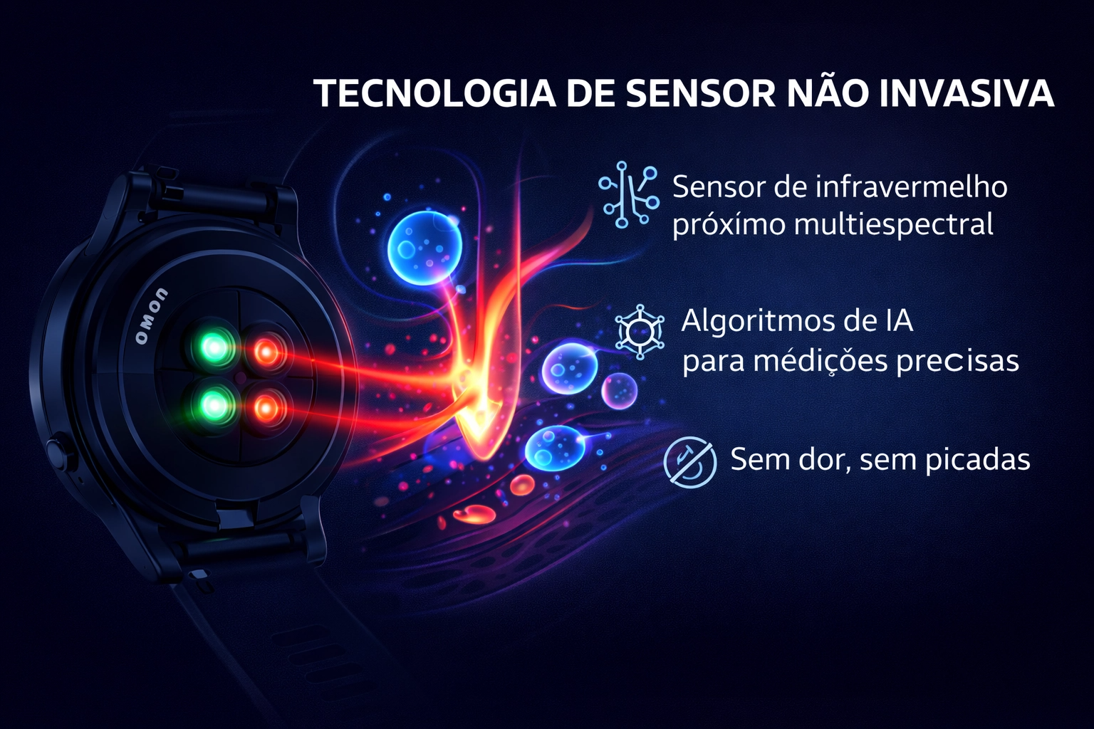 OMRON Smart GlucoWatch Pro – Monitor de Saúde 4 em 1 Sem Dor