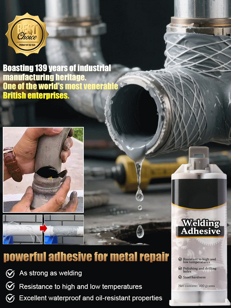 Crack welding metal casting adhesive