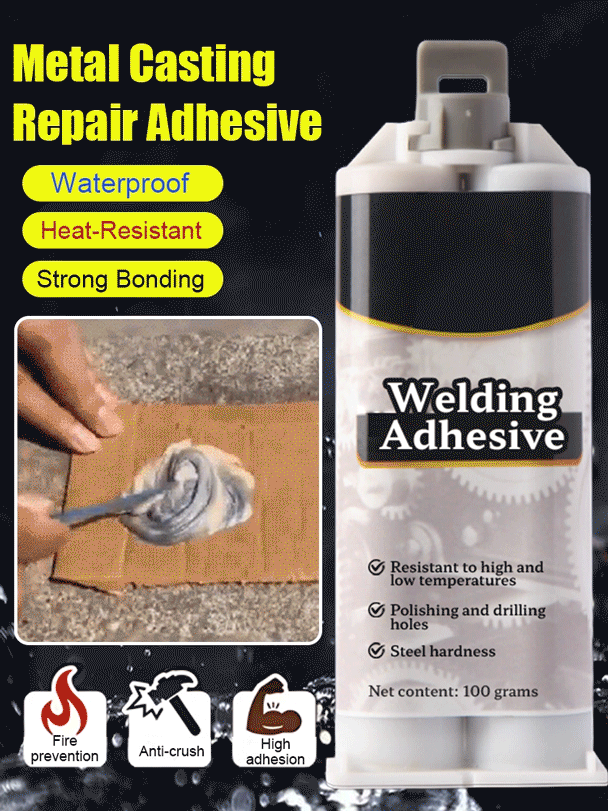 Crack welding metal casting adhesive