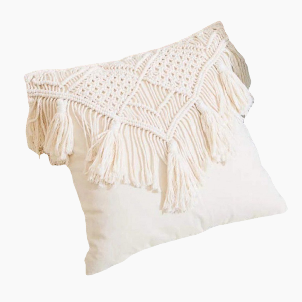 Sofakissenbezug, Kissenbezug, Baumwollfaden, Baumwollseil, handgewebt, Quasten-Stil, Bohemian-Stil