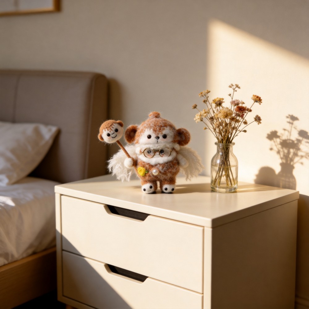 The Scholar Monkey Plush Doll | Handmade Needle Felted Art Toy with Glasses