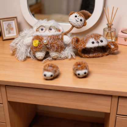 The Scholar Monkey Plush Doll | Handmade Needle Felted Art Toy with Glasses