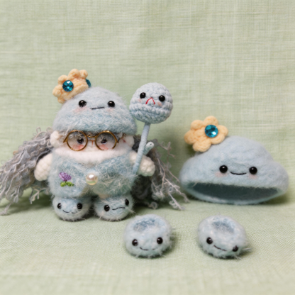 The Cloud Angel Doll | Handmade Felted Plush Figurine with Wooden Base (10cm)