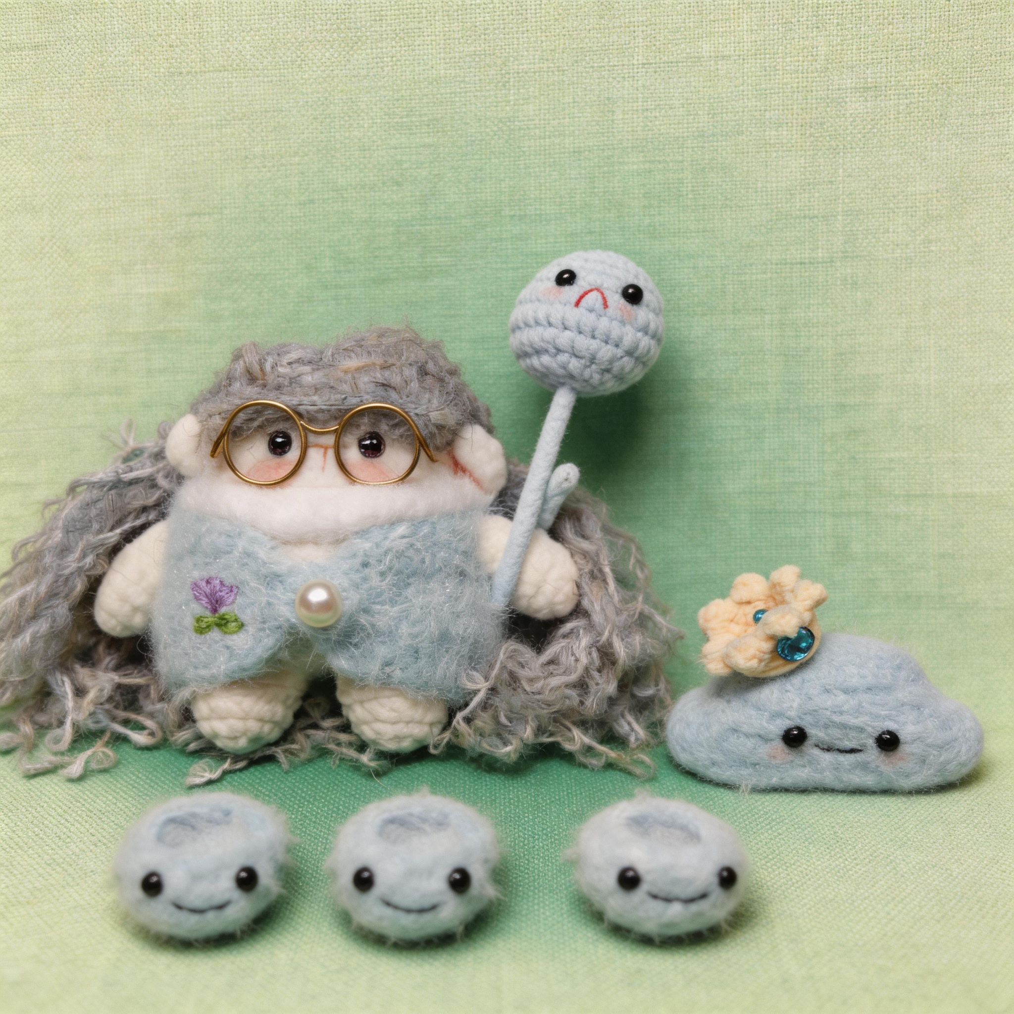 The Cloud Angel Doll | Handmade Felted Plush Figurine with Wooden Base (10cm)