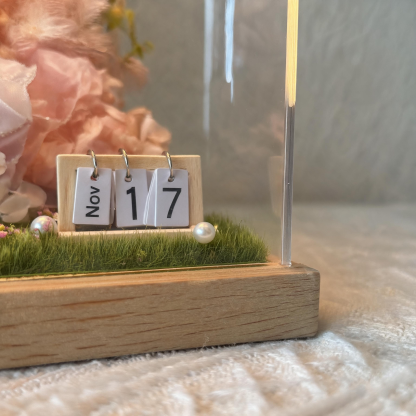 Handmade Wedding Shadow Box with Authentic Dolls – Romantic Floral Diorama & LED Light Box for Brides