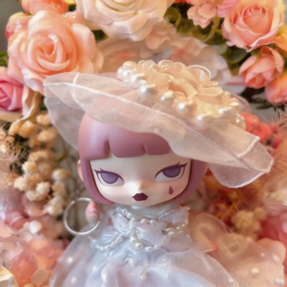 Handmade Wedding Shadow Box with Authentic Dolls – Romantic Floral Diorama & LED Light Box for Brides