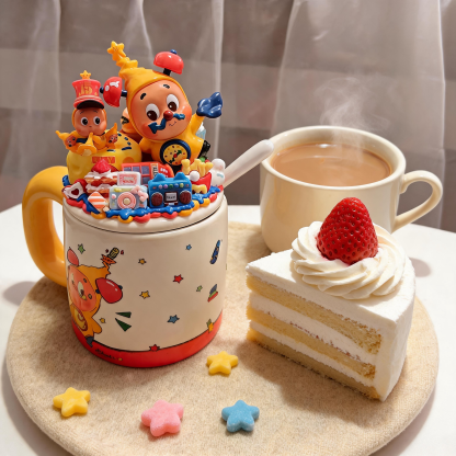 Authentic POP MART Twinkle Twinkle Star Man Handmade Cream Glue Mug - Customizable Ceramic Cup with Collectible Figures, Perfect Gift for Girls & Collectors