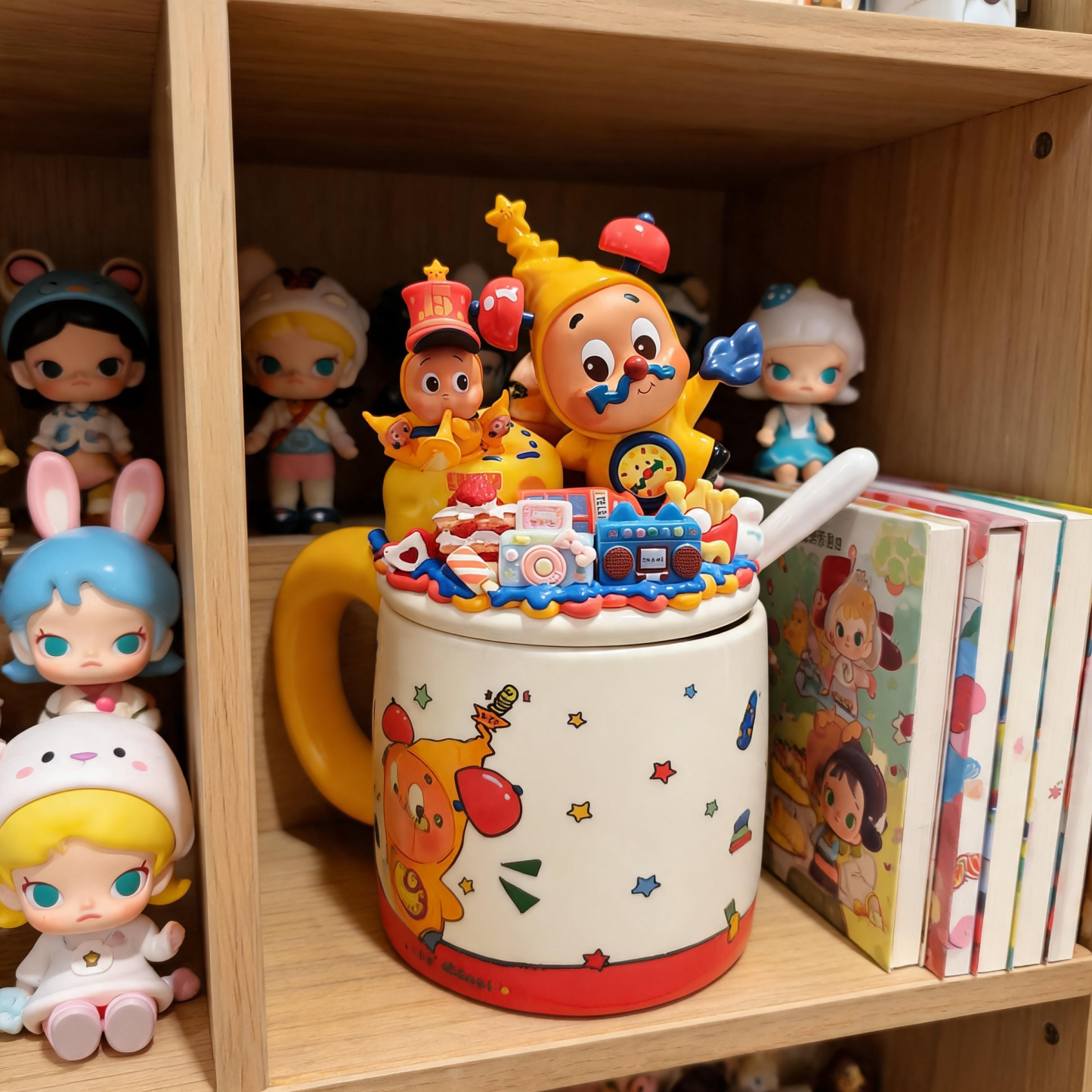 Authentic POP MART Twinkle Twinkle Star Man Handmade Cream Glue Mug - Customizable Ceramic Cup with Collectible Figures, Perfect Gift for Girls & Collectors