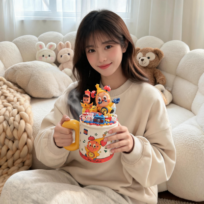Authentic POP MART Twinkle Twinkle Star Man Handmade Cream Glue Mug - Customizable Ceramic Cup with Collectible Figures, Perfect Gift for Girls & Collectors