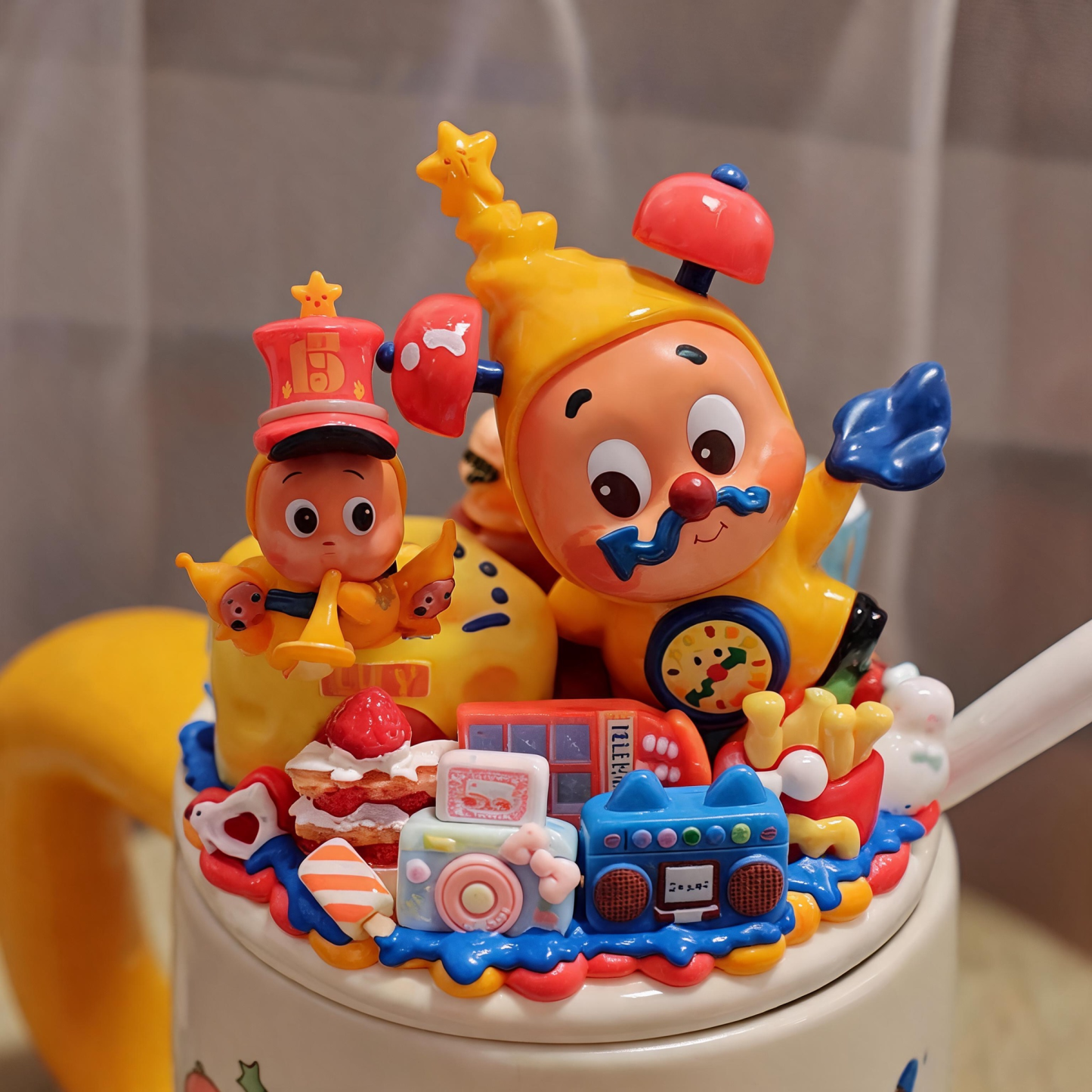 Authentic POP MART Twinkle Twinkle Star Man Handmade Cream Glue Mug - Customizable Ceramic Cup with Collectible Figures, Perfect Gift for Girls & Collectors