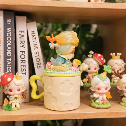 Authentic POP MART DIMOO Spring Flower Catcher Handmade Cream Glue Mug - Collectible Ceramic Cup with 3D Floral Decor, Perfect Gift for Girls & Blind Box Fans