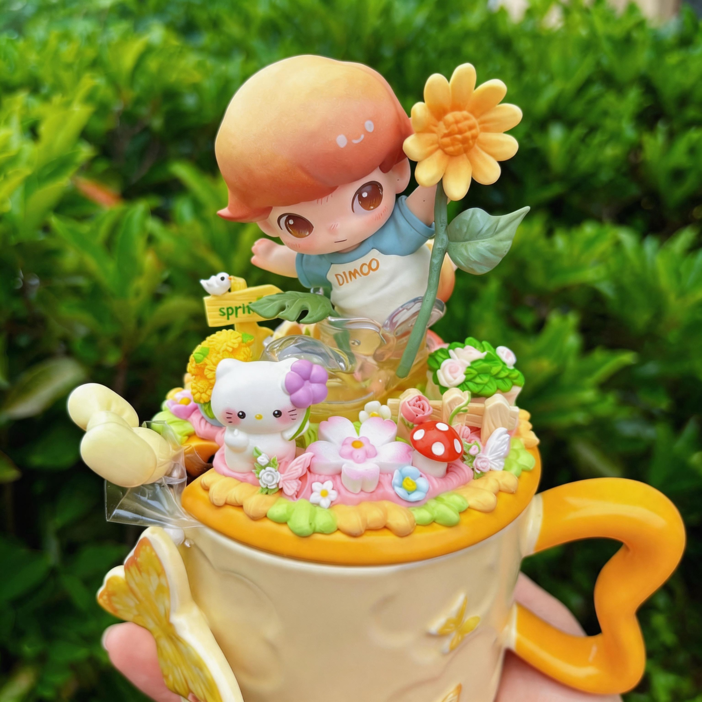 Handmade Spring Ceramic Mug Gift Box | Butterfly Relief + Sunflower Floral + Cute Doll Decor, Perfect Mother’s Day / Bestie Gift