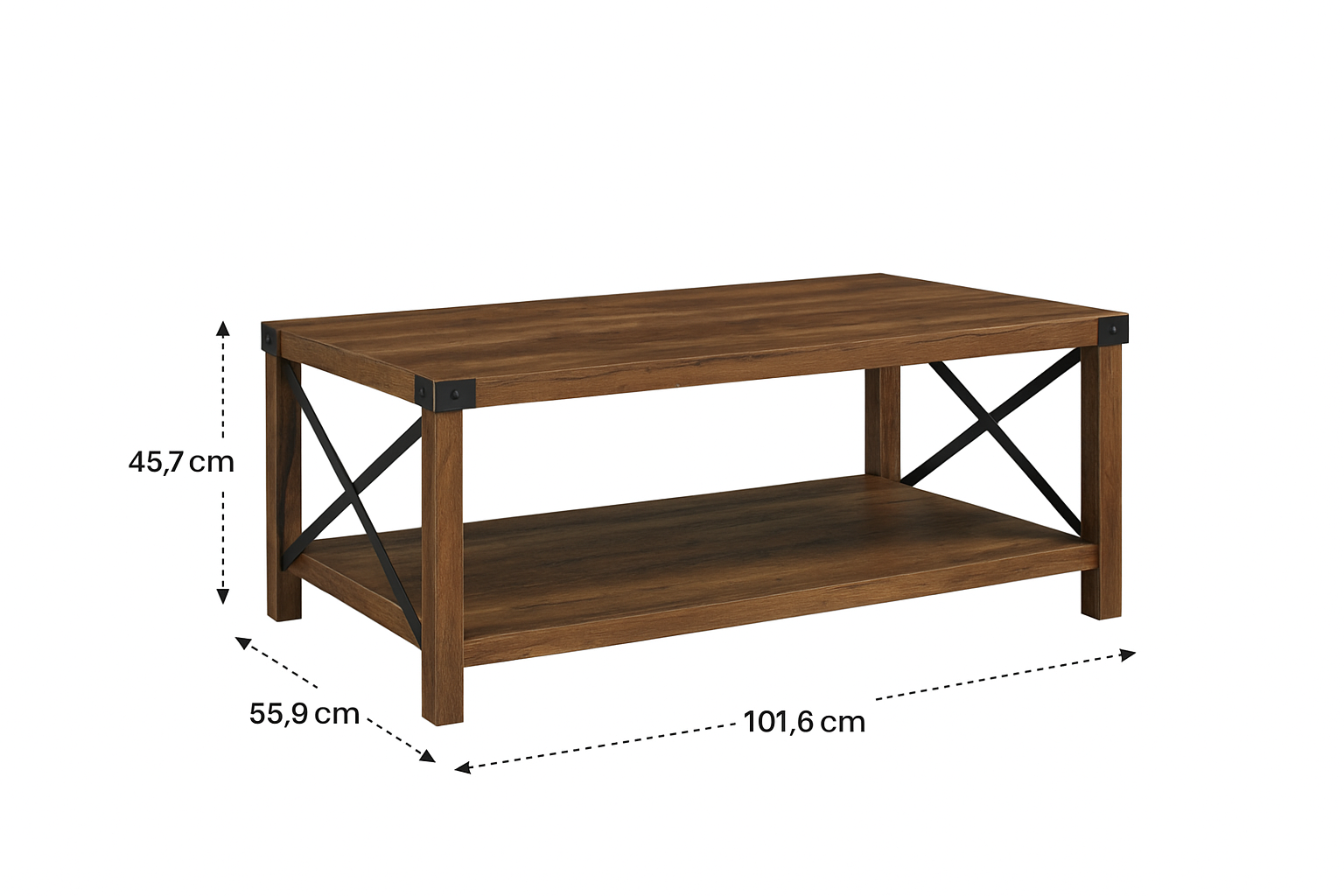 Table basse Larenda avec étagère ouverte
