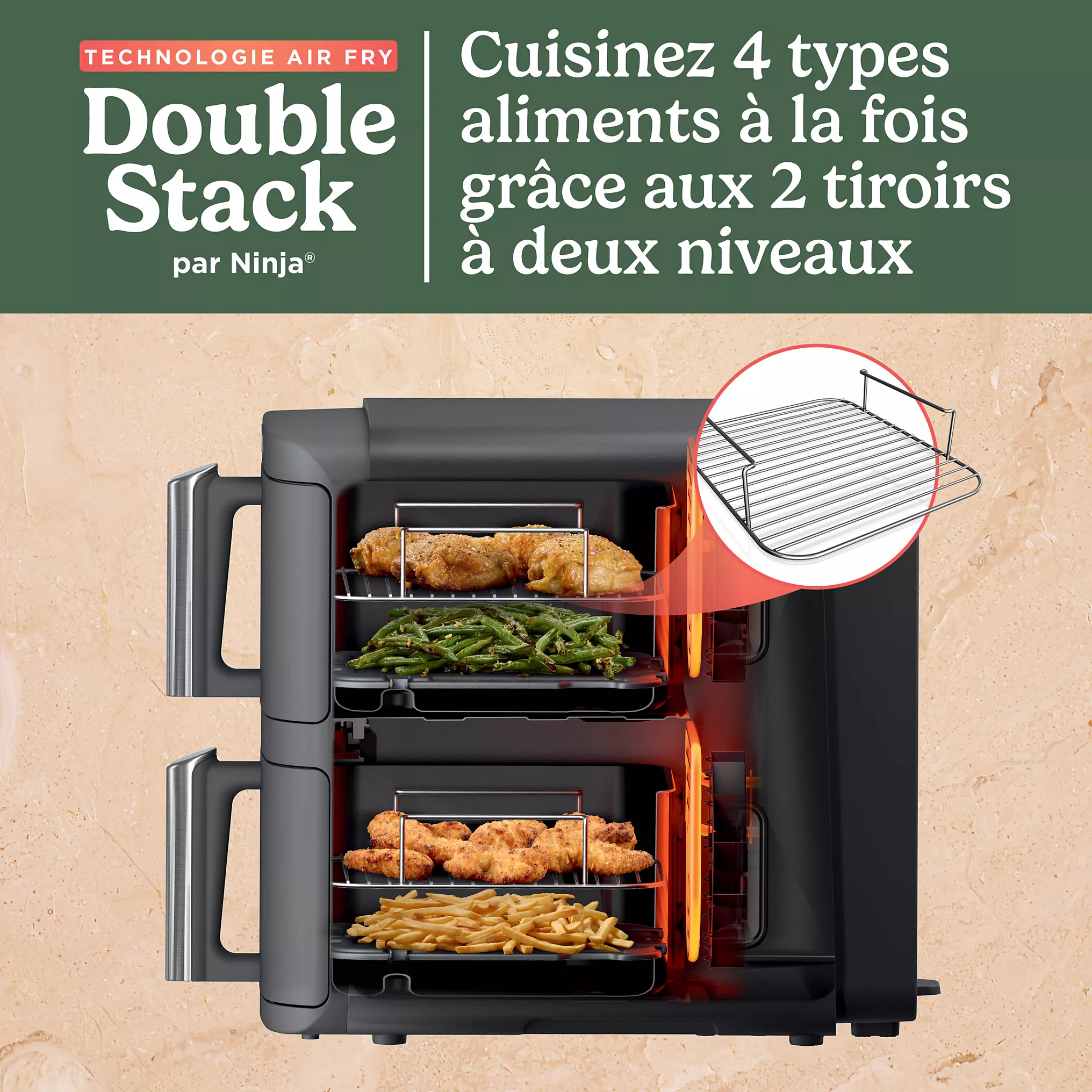NINJA Friteuse sans huile NINJA Double Stack XL 9,5 L SL400EU