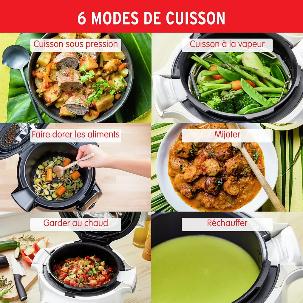 Cookeo MOULINEX CE85BA10 blanc 6 L, 6 modes de cuisson