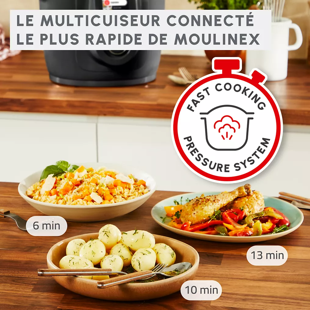 Cookeo MOULINEX CE952810 noir wifi 6 L, 9 modes de cuisson