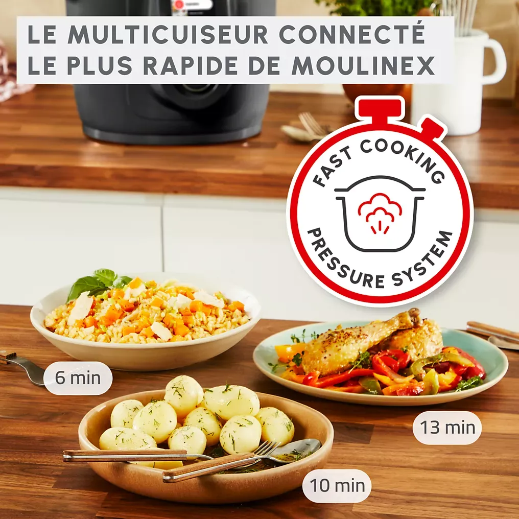 Cookeo MOULINEX CE952810 noir wifi 6 L, 9 modes de cuisson